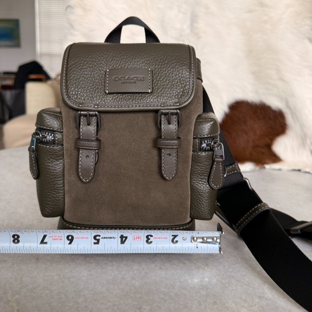 Coach Sprint Sling Green Suede Crossbody pebbled leather CCE79 - Picture 5 of 14